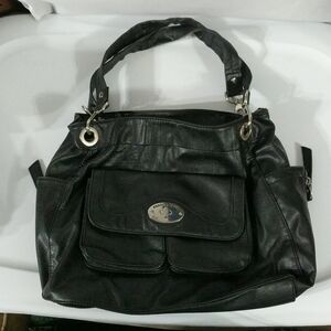 Franco Sarto Black Faux Leather Shoulder Bag Handbag Purse
